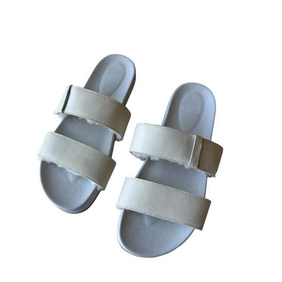 Eileen Fisher Folk 2 Leather & Shearling Slide Sandal New Size 8 - Picture 3 of 7